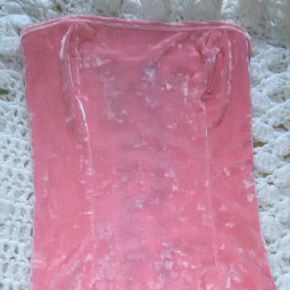 Panne CRUSHED VELVET baby pink corset lace top - Picture 2 of 6